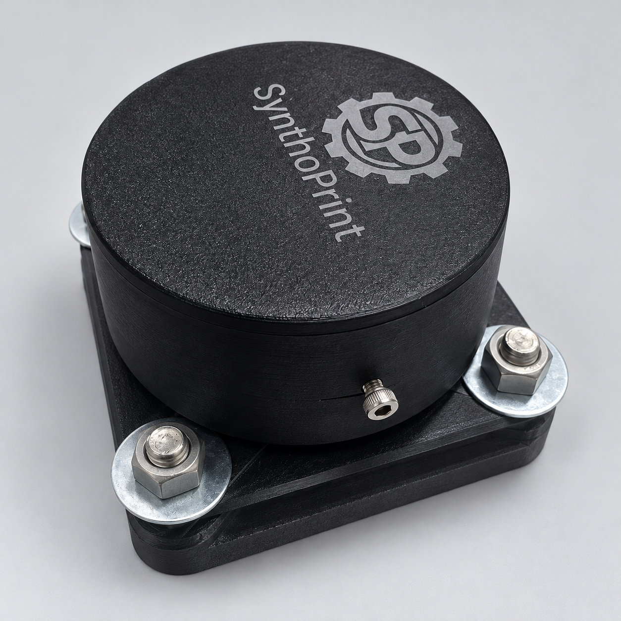 Two-bolt SynthoPrint cover with branded cap and side screw
